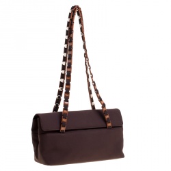 Pre Owned Salvatore Ferragamo Dark Brown Canvas Shoulder Bag