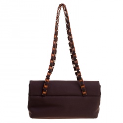 Pre Owned Salvatore Ferragamo Dark Brown Canvas Shoulder Bag