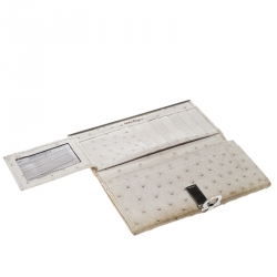 Pre Owned Salvatore Ferragamo Khaki Ostrich Gancio Continental Wallet
