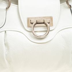 مملوكة مسبقًا Salvatore Ferragamo White Leather Marisa Satchel