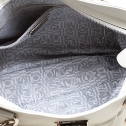 مملوكة مسبقًا Salvatore Ferragamo White Leather Marisa Satchel