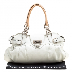 مملوكة مسبقًا Salvatore Ferragamo White Leather Marisa Satchel