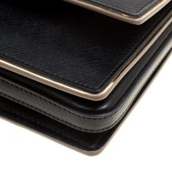 Pre Owned Salvatore Ferragamo Black Leather Miss Vara Bow Wristlet Clutch