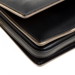 Pre Owned Salvatore Ferragamo Black Leather Miss Vara Bow Wristlet Clutch