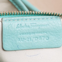 Pre Owned Salvatore Ferragamo Beige/Green Canvas and Leather Shopper Tote