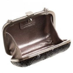 Pre Owned Salvatore Ferragamo Black Crystal Embellished Clutch