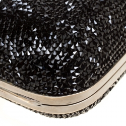 Pre Owned Salvatore Ferragamo Black Crystal Embellished Clutch