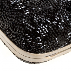 Pre Owned Salvatore Ferragamo Black Crystal Embellished Clutch