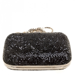 Pre Owned Salvatore Ferragamo Black Crystal Embellished Clutch