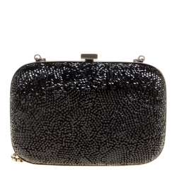 Pre Owned Salvatore Ferragamo Black Crystal Embellished Clutch