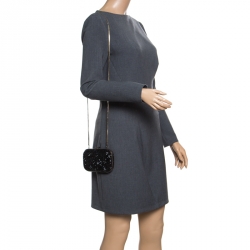 Pre Owned Salvatore Ferragamo Black Crystal Embellished Clutch