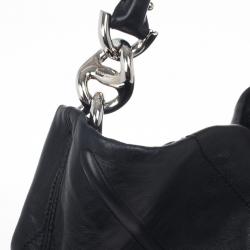 Pre Owned Salvatore Ferragamo Black Nappa Bucket Hobo
