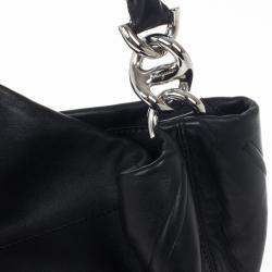 Pre Owned Salvatore Ferragamo Black Nappa Bucket Hobo