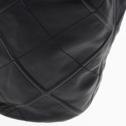 Pre Owned Salvatore Ferragamo Black Nappa Bucket Hobo