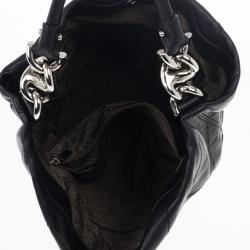 Pre Owned Salvatore Ferragamo Black Nappa Bucket Hobo