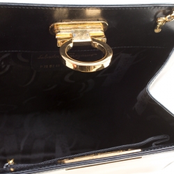 Pre Owned حقيبة كتف سالفاتوري فيراغامو جلد جلد سوداء