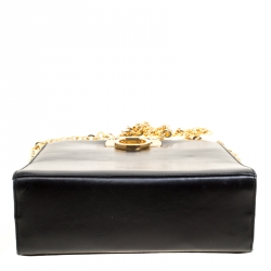 Pre Owned حقيبة كتف سالفاتوري فيراغامو جلد جلد سوداء