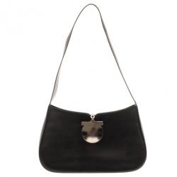Pre Owned Salvatore Ferragamo Black Leather Shoulder Bag