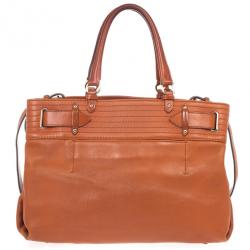 Pre Owned Salvatore Ferragamo Terracotta Leather Buckled Tote Bag