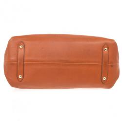 Pre Owned Salvatore Ferragamo Terracotta Leather Buckled Tote Bag