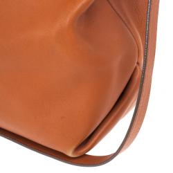 Pre Owned Salvatore Ferragamo Terracotta Leather Buckled Tote Bag