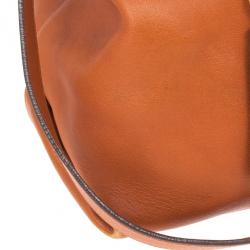 Pre Owned Salvatore Ferragamo Terracotta Leather Buckled Tote Bag