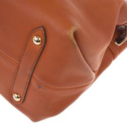 Pre Owned Salvatore Ferragamo Terracotta Leather Buckled Tote Bag
