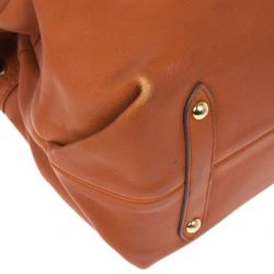 Pre Owned Salvatore Ferragamo Terracotta Leather Buckled Tote Bag