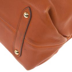 Pre Owned Salvatore Ferragamo Terracotta Leather Buckled Tote Bag