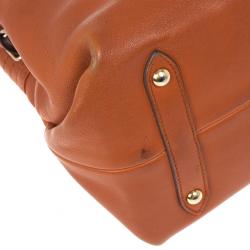 Pre Owned Salvatore Ferragamo Terracotta Leather Buckled Tote Bag