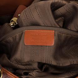 Pre Owned Salvatore Ferragamo Terracotta Leather Buckled Tote Bag