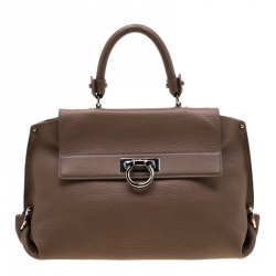 Pre Owned Salvatore Ferragamo Beige Leather Medium Sofia Satchel