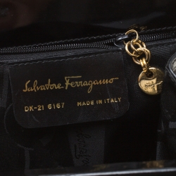 Pre Owned حقيبة يد سالفاتوري فيراغامو جلد لامع سوداء