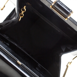 Pre Owned حقيبة يد سالفاتوري فيراغامو جلد لامع سوداء