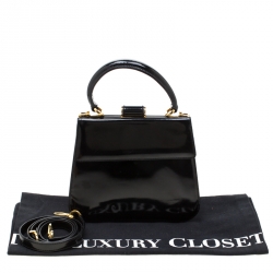 Pre Owned حقي بة يد سالفاتوري فيراغامو جلد لامع سوداء