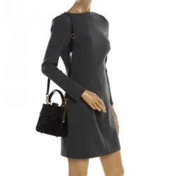 Pre Owned حقيبة يد سالفاتوري فيراغامو جلد لامع سوداء