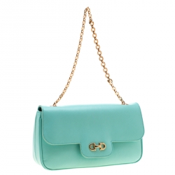 مملوكة مسبقًا حقيبة سالفاتوري فيراغامو قلاب غانسيني جلد خضراء فاتحة