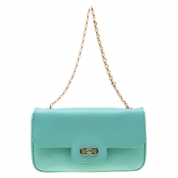 مملوكة مسبقًا حقيبة سالفاتوري فيراغامو قلاب غانسيني جلد خضراء فاتحة