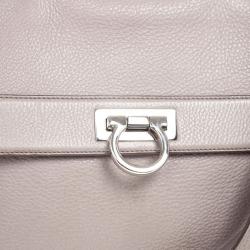 Pre Owned Salvatore Ferragamo Grey Leather Medium Sofia Top Handle Bag