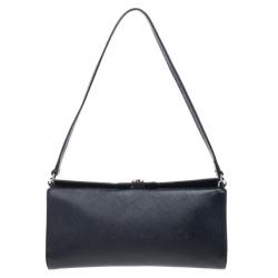 Pre Owned Salvatore Ferragamo Black Calfskin Clutch 