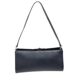 Pre Owned Salvatore Ferragamo Black Calfskin Clutch 