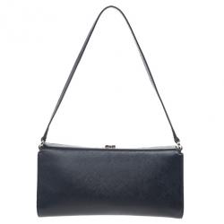 Pre Owned Salvatore Ferragamo Black Calfskin Clutch 