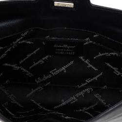 Pre Owned Salvatore Ferragamo Black Calfskin Clutch 