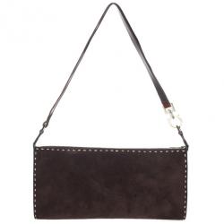 Pre Owned Salvatore Ferragamo Suede Stitch Shoulder Bag
