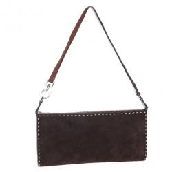 Pre Owned Salvatore Ferragamo Suede Stitch Shoulder Bag