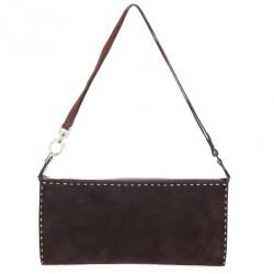 Pre Owned Salvatore Ferragamo Suede Stitch Shoulder Bag