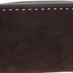 Pre Owned Salvatore Ferragamo Suede Stitch Shoulder Bag