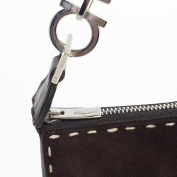 Pre Owned Salvatore Ferragamo Suede Stitch Shoulder Bag