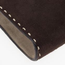 Pre Owned Salvatore Ferragamo Suede Stitch Shoulder Bag