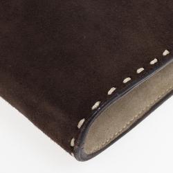 Pre Owned Salvatore Ferragamo Suede Stitch Shoulder Bag